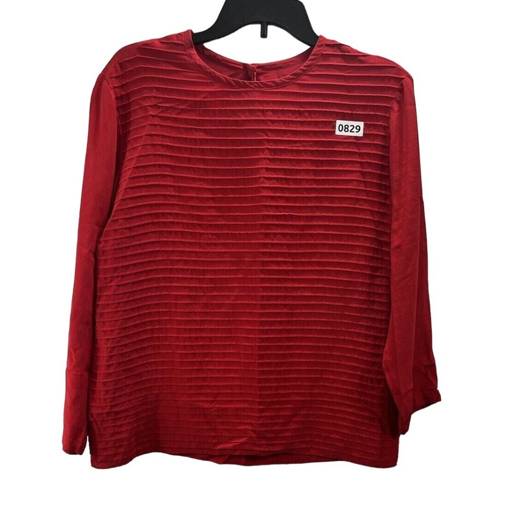 Evan Picone Womens 100% Silk Blouse Long Sleeve Color Red Size 10
